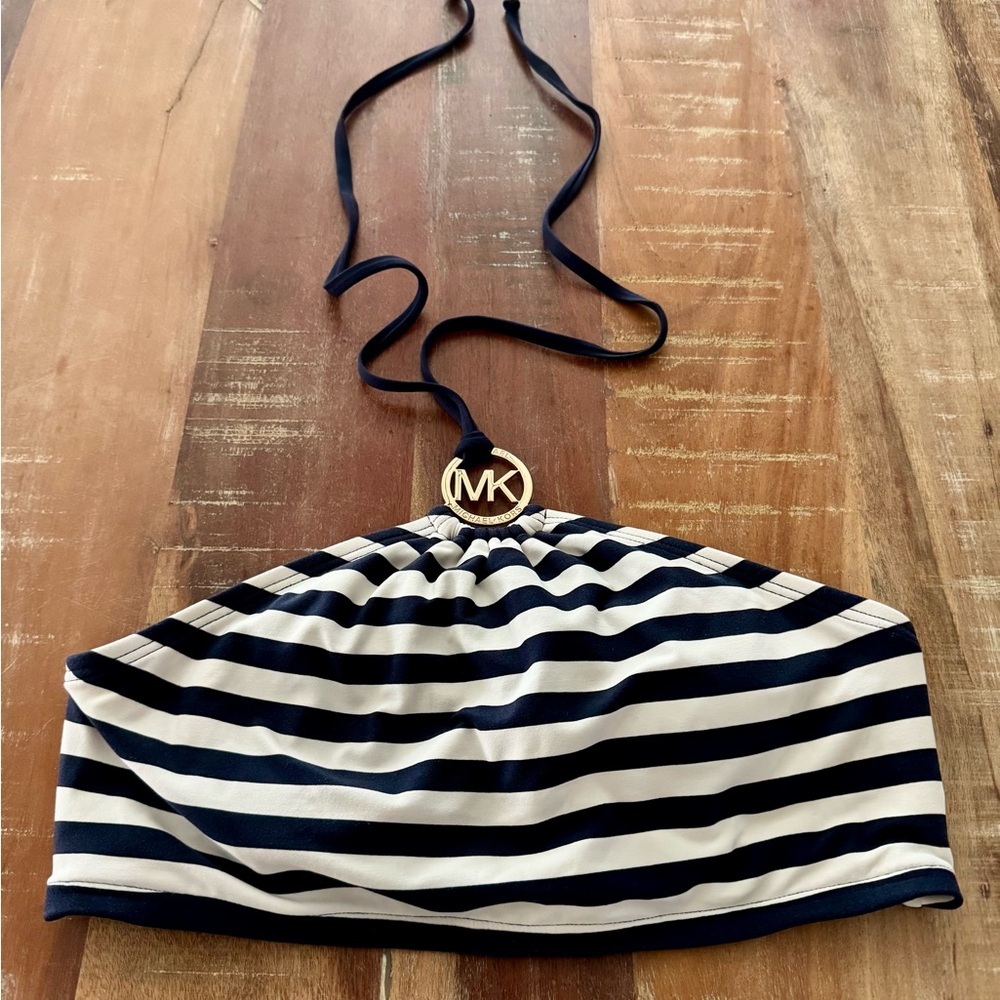 Michael Kors Striped Gold Logo Halter Top Size XS